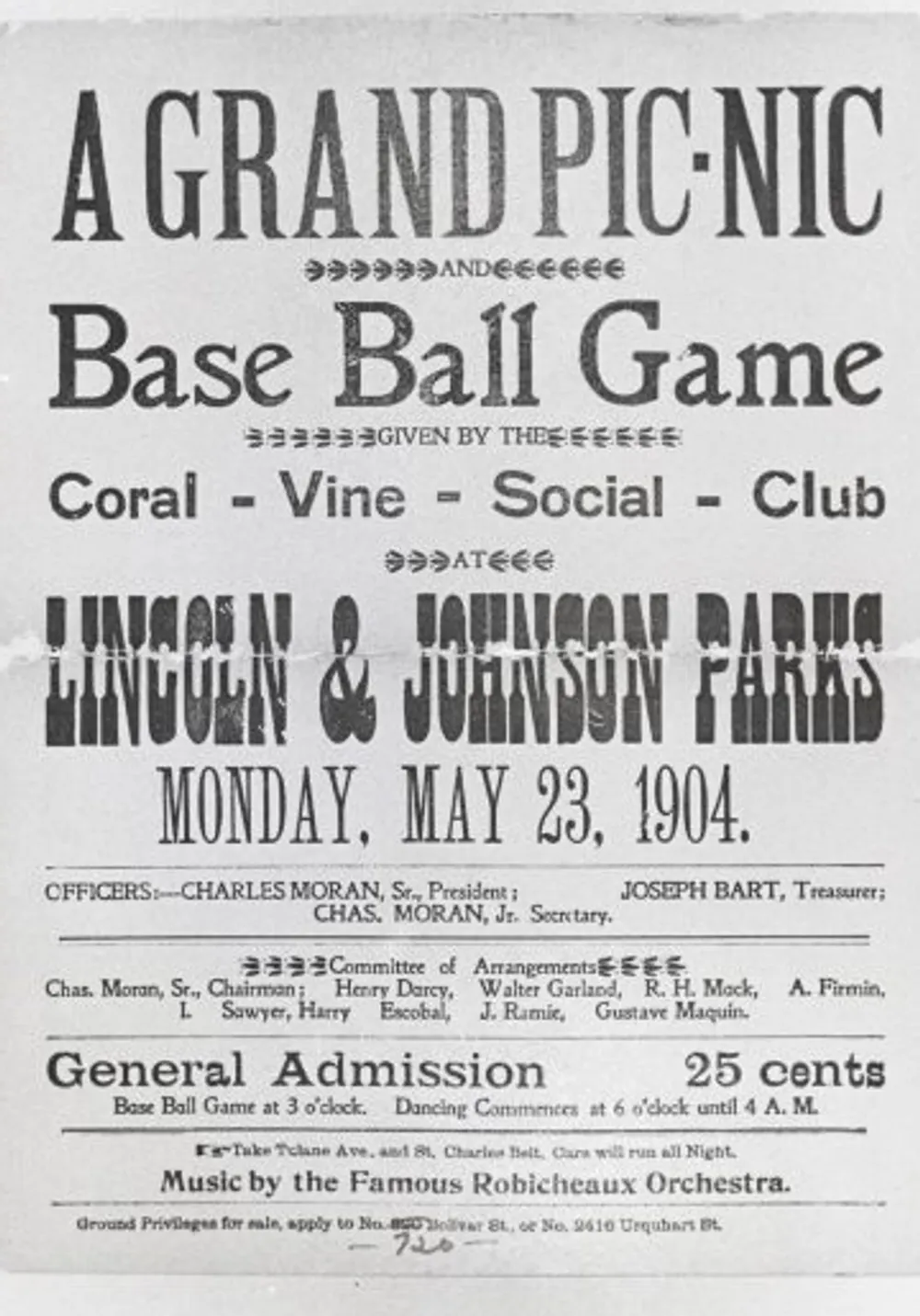 A grand picnic at Lincoln and Johnson Parks, May 1904