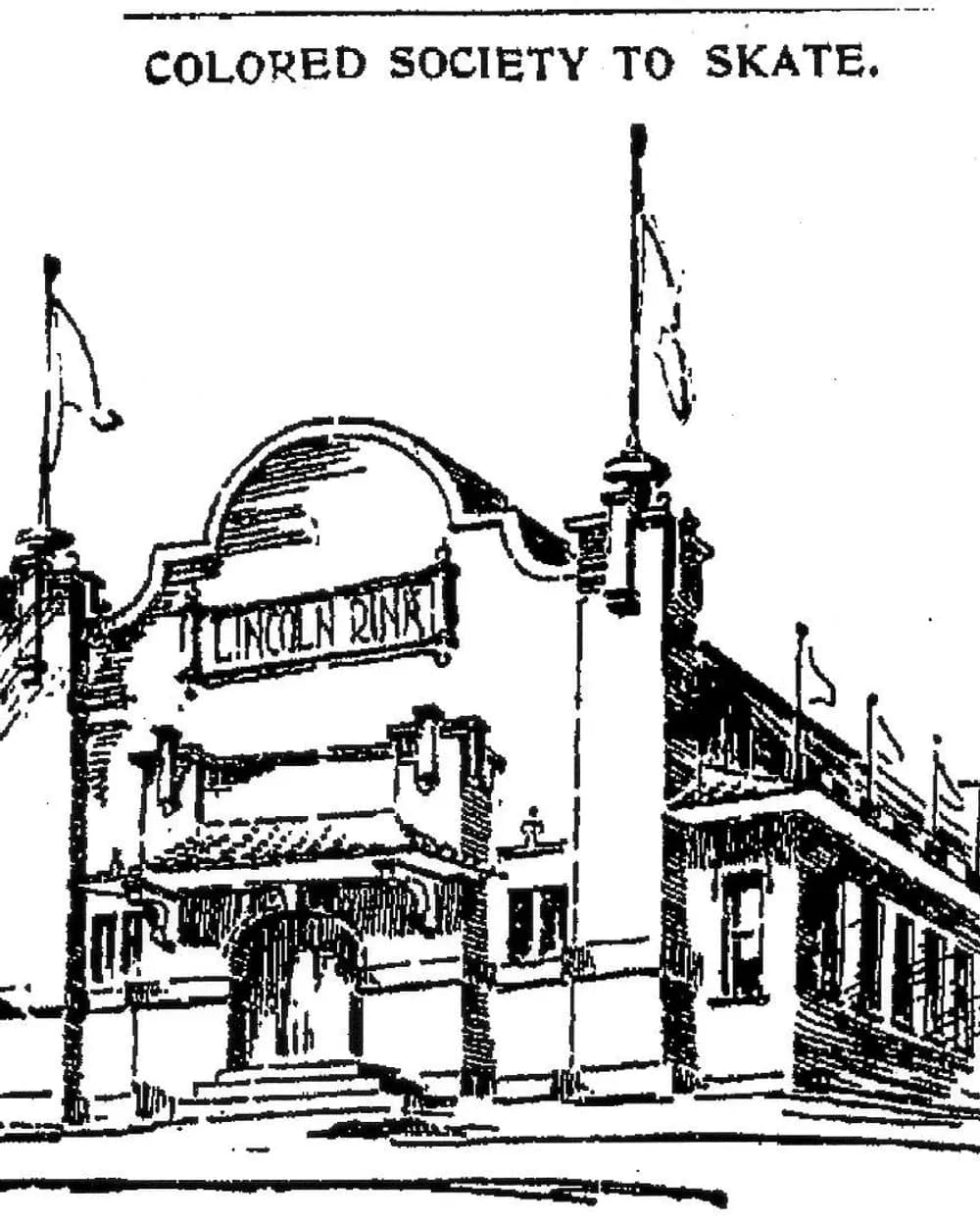 The new skating rink at Lincoln Park, in the paper, 1906